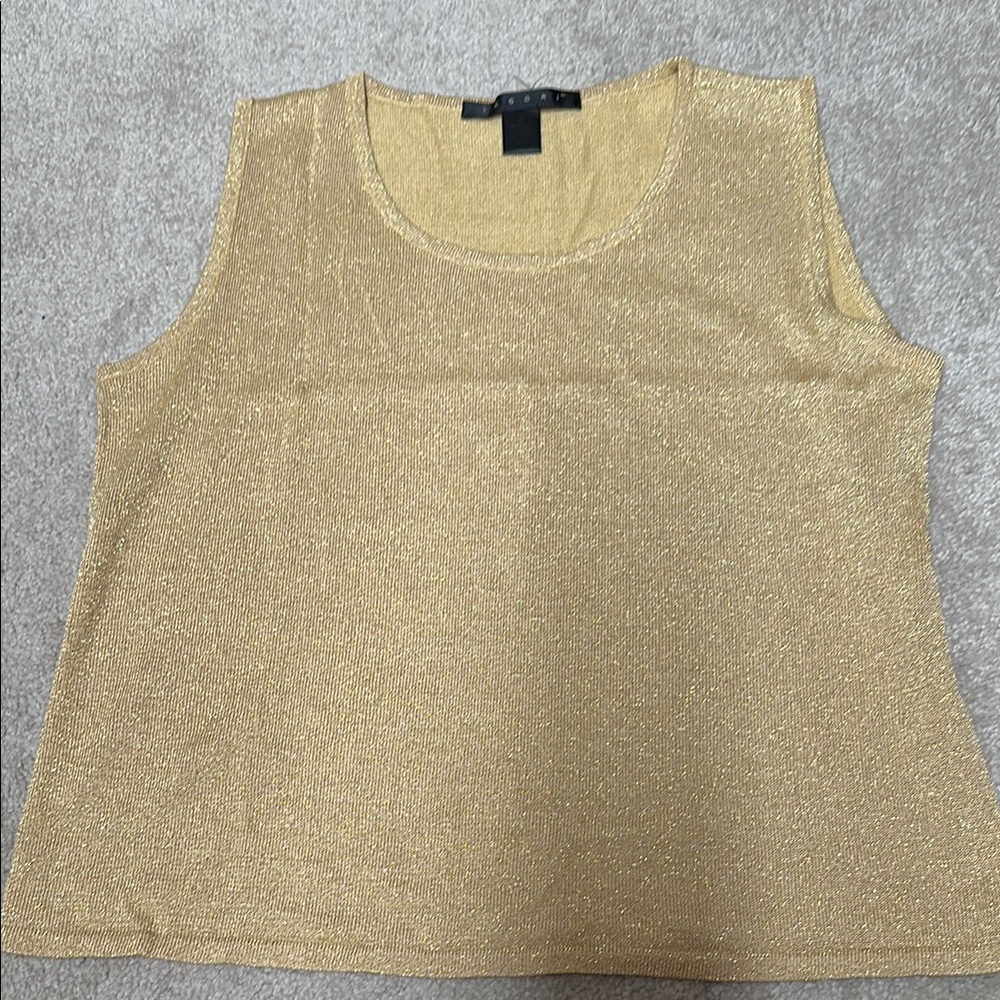 Tesori Gold Shimmer Tank Top Sleeveless Style
